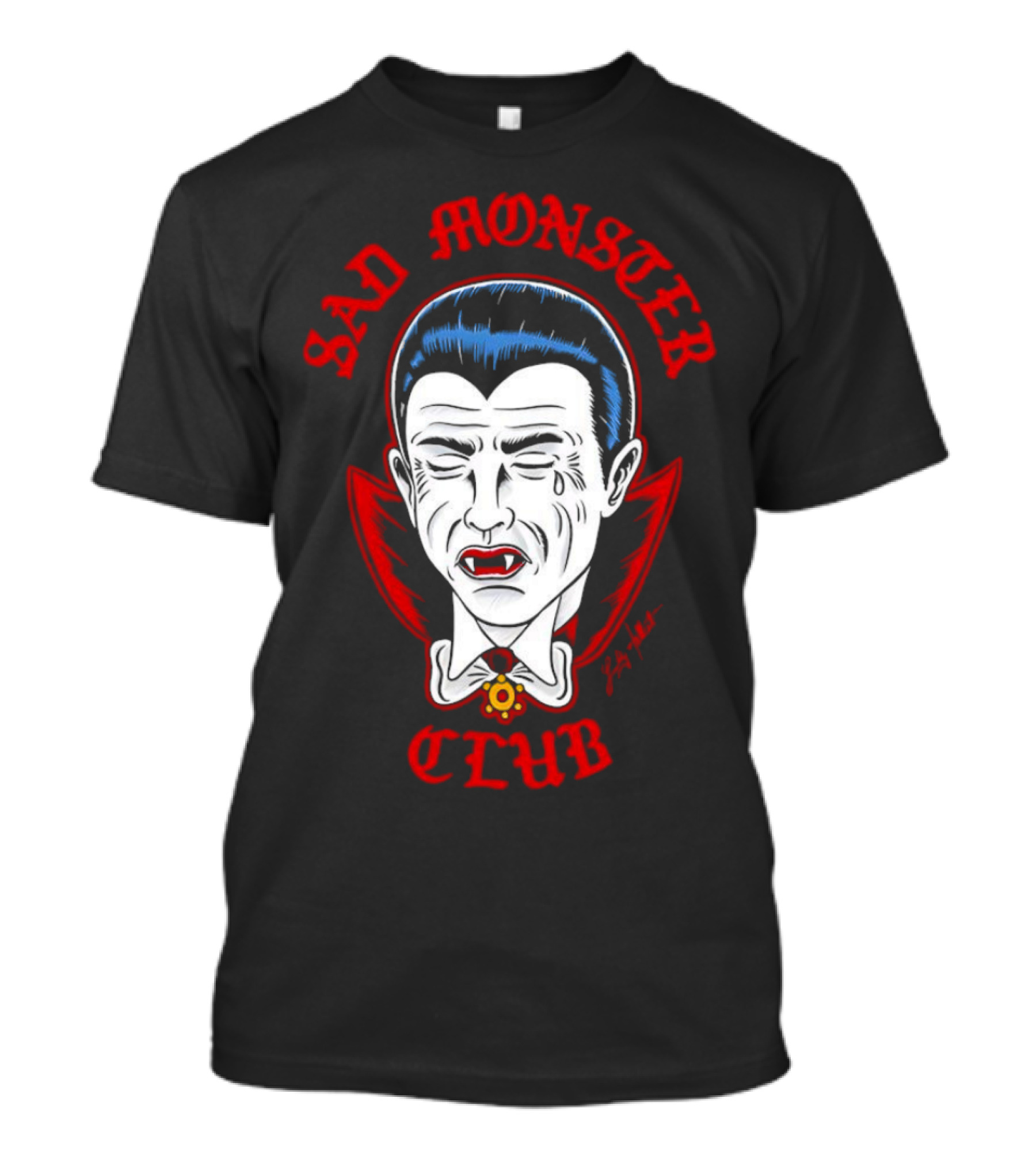 Sad Monster Club Dracula Face Fang Cape Tears T-Shirt