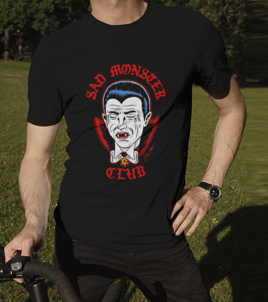 Sad Monster Club Dracula Face Fang Cape Tears T-Shirt