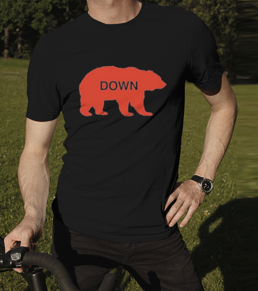 Walking Bear Down Red Bear Silhouette With Text DOWN T-Shirt