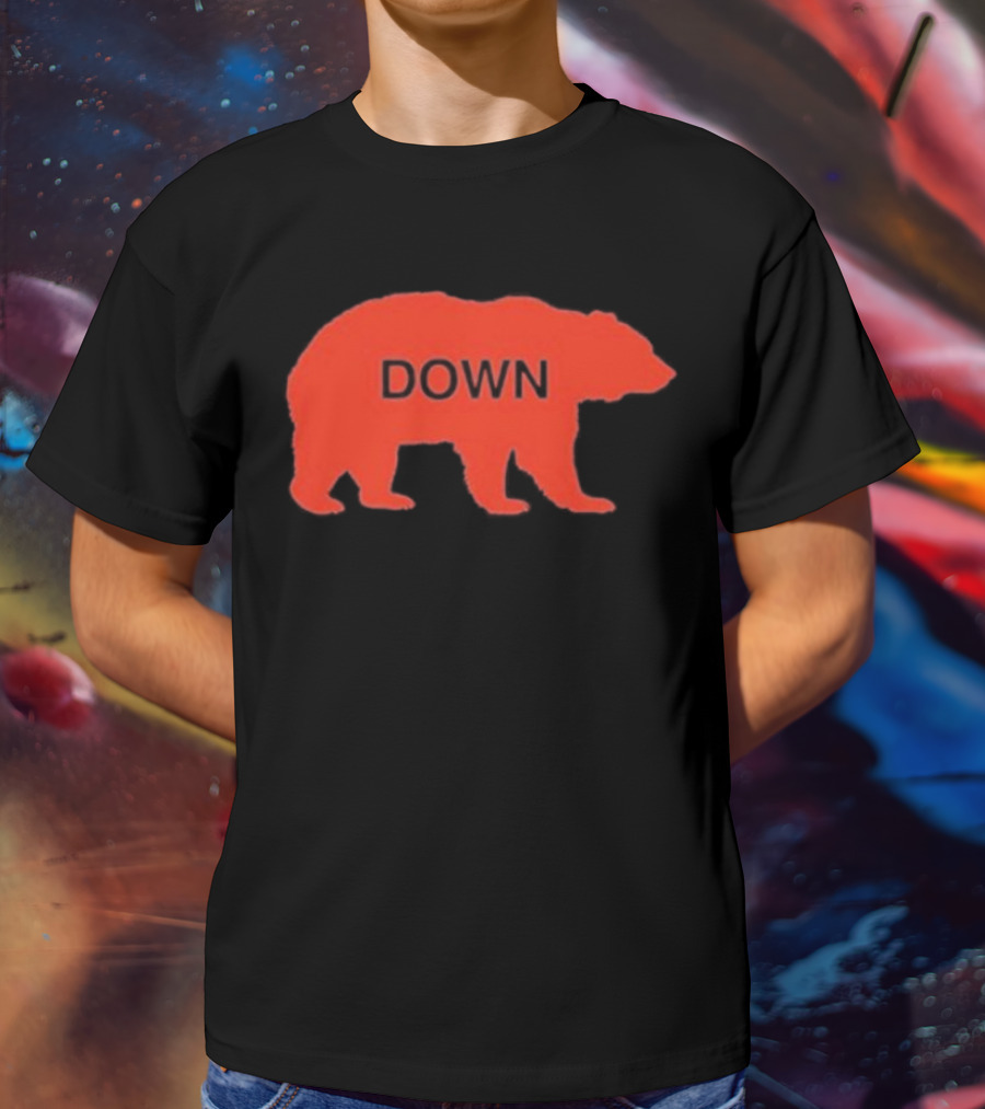 Walking Bear Down Red Bear Silhouette With Text DOWN T-Shirt