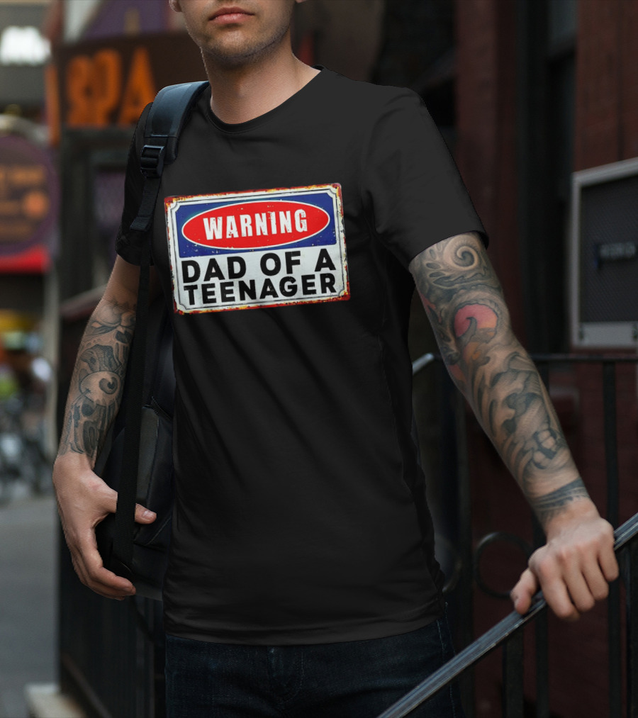 Warning Dad Of A Teenager Retro Sign T-Shirt
