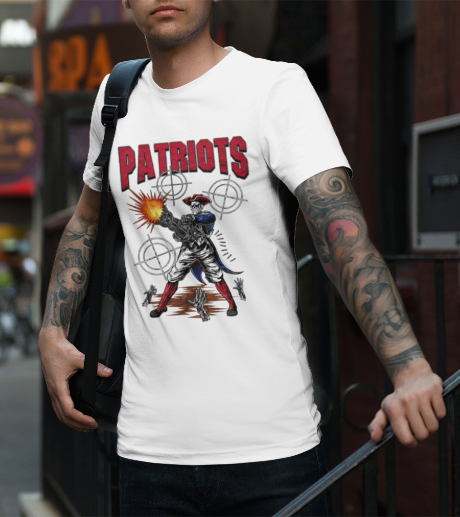 Patriots Skeleton Shooting With Rifle And Targets T-Shirt