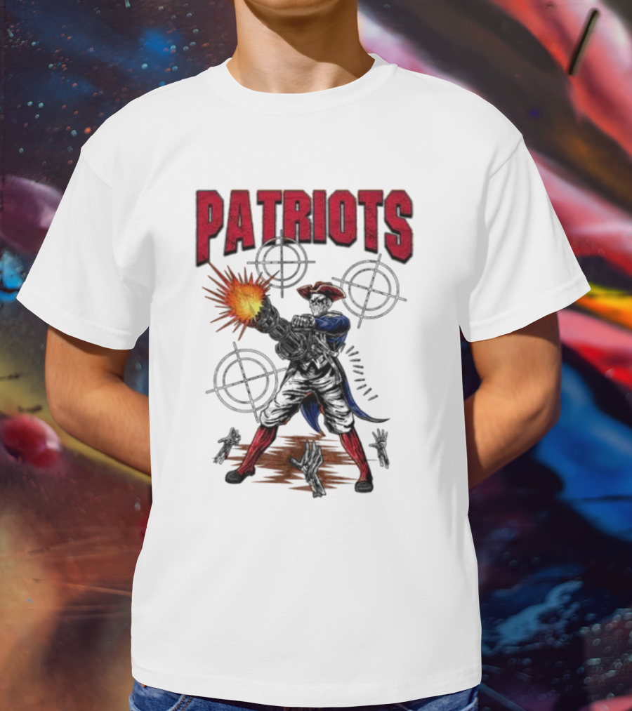 Patriots Skeleton Shooting With Rifle And Targets T-Shirt
