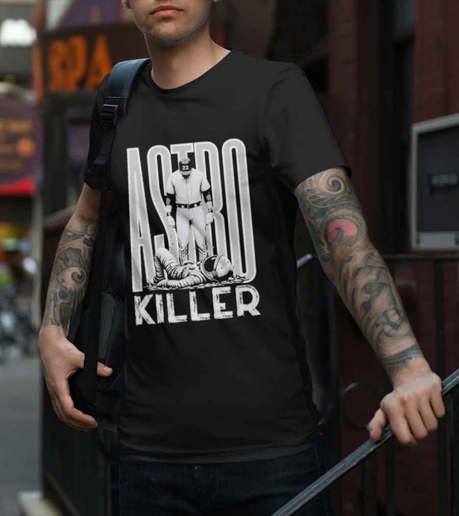 Astro Killer Yankees Player Standing Over Fallen Astronaut T-Shirt