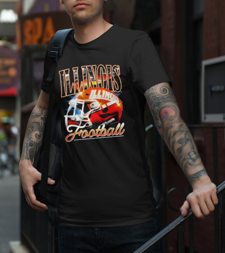Illinois Fighting Illini Football Helmet Vintage Retro T-Shirt
