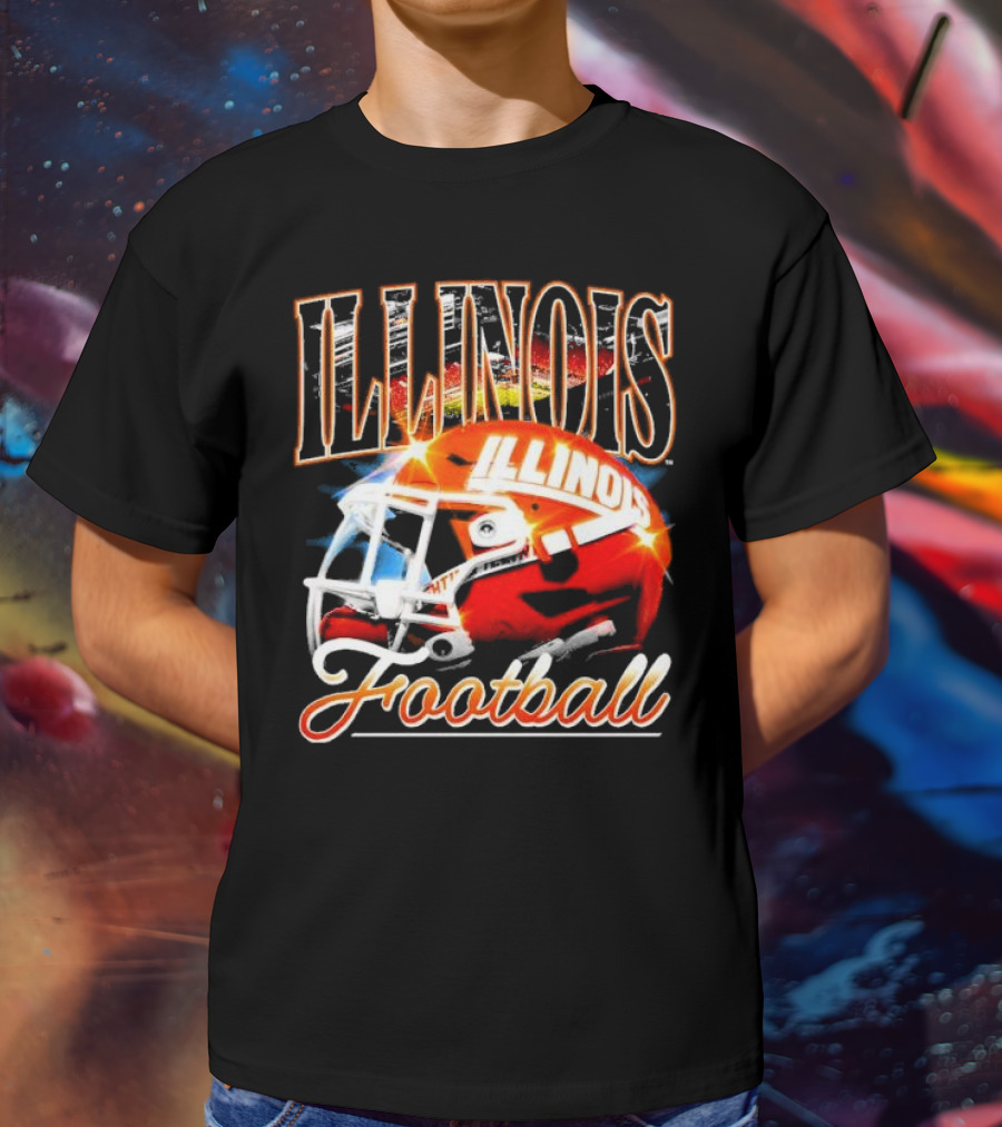 Illinois Fighting Illini Football Helmet Vintage Retro T-Shirt