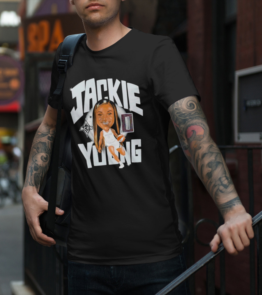 Jackie Young Las Vegas Aces Basketball Caricature T-Shirt