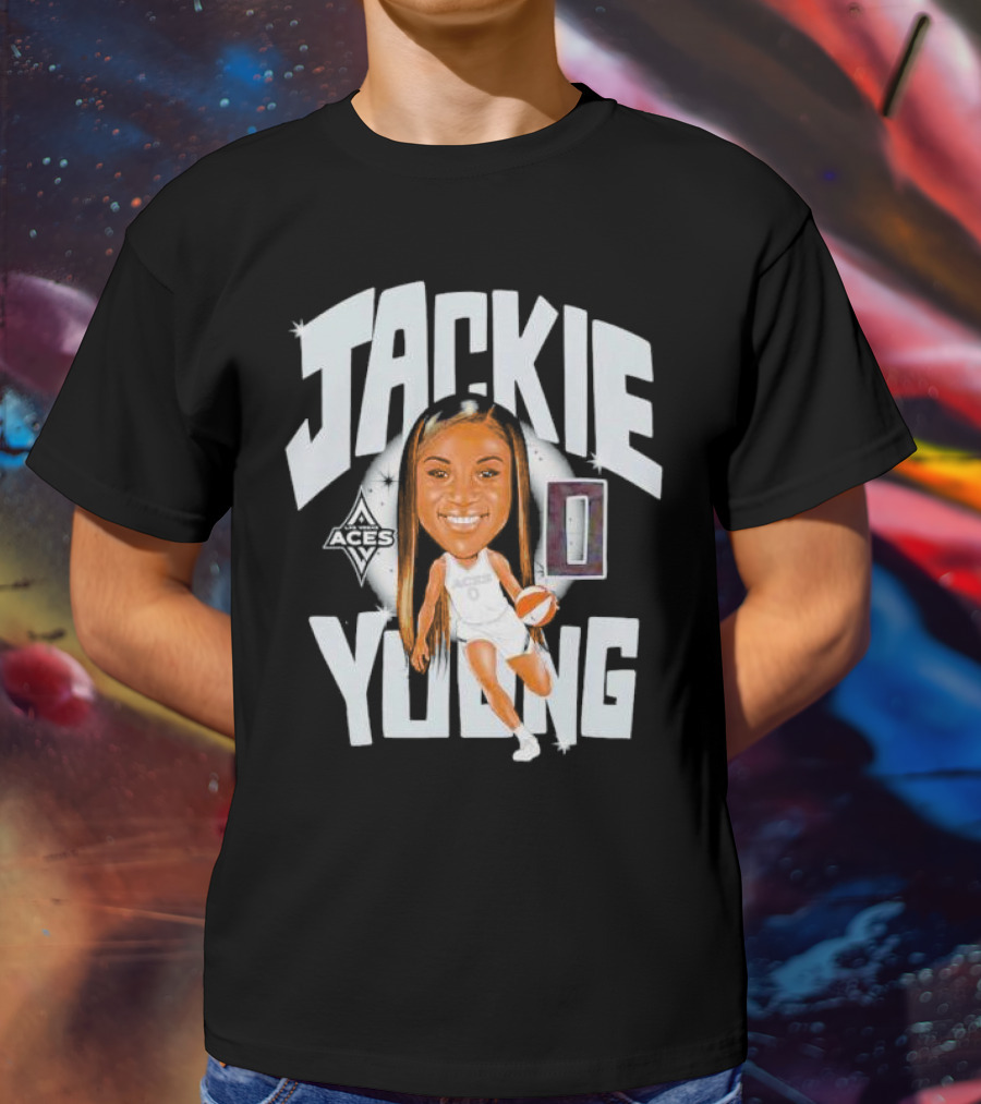 Jackie Young Las Vegas Aces Basketball Caricature T-Shirt