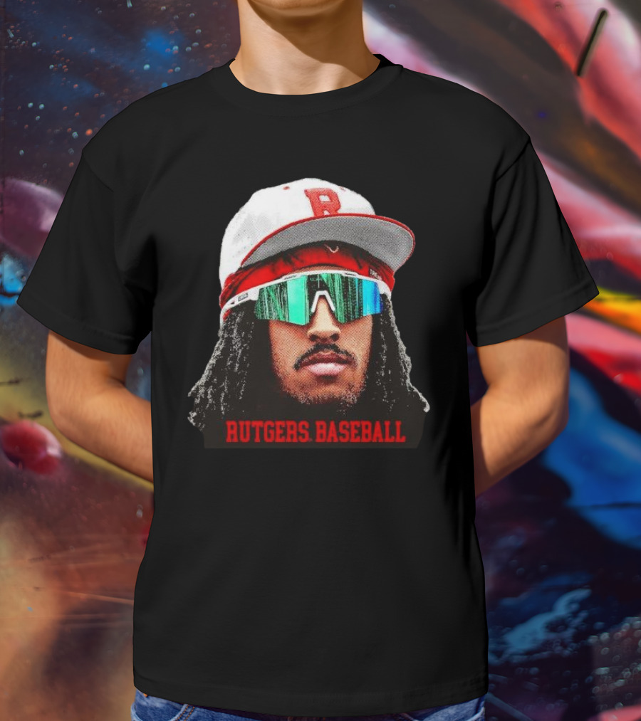 Rutgers Baseball Josh Kuroda-Grauer Scarlet Knights Big Head T-Shirt