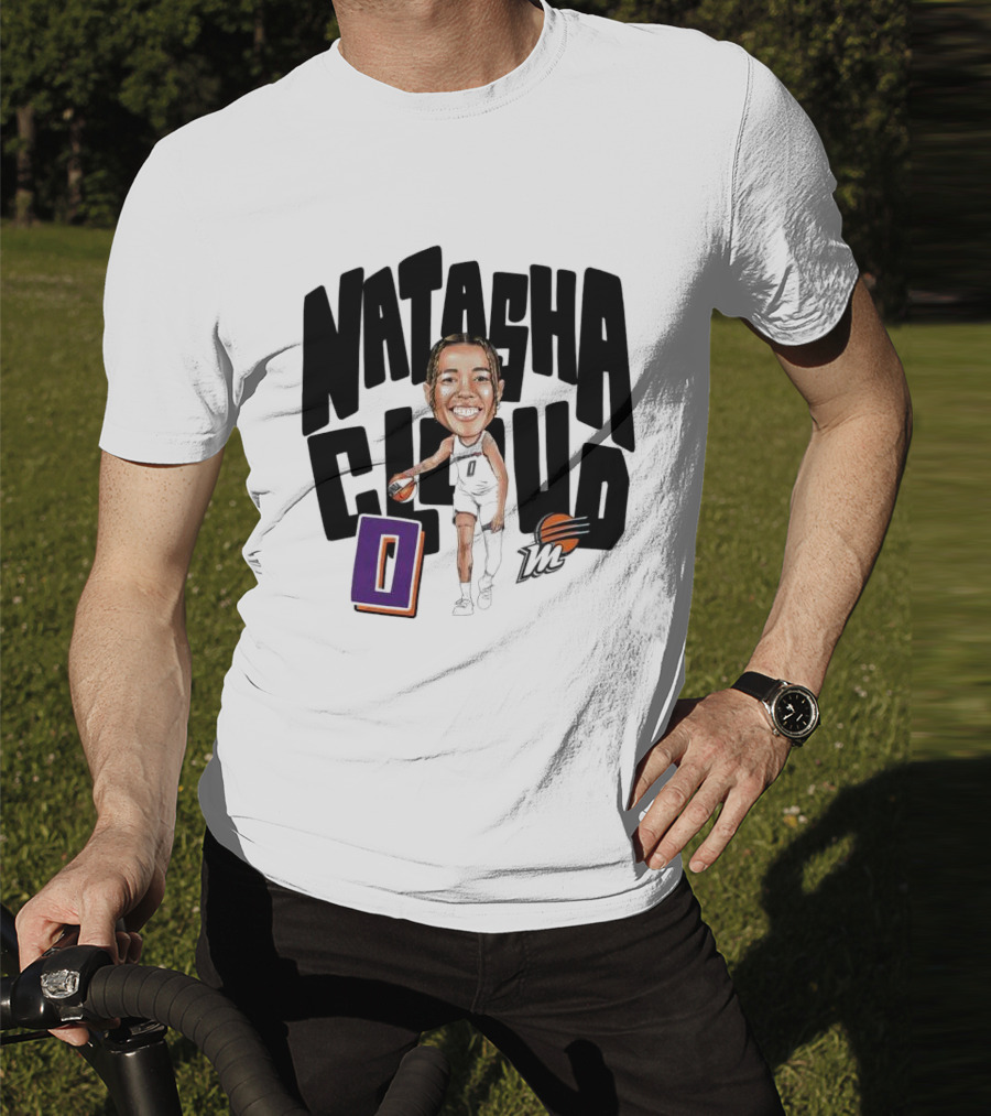 Natasha Cloud Phoenix Mercury Basketball Caricature With Orange Ball And Stylized Text T-Shirt