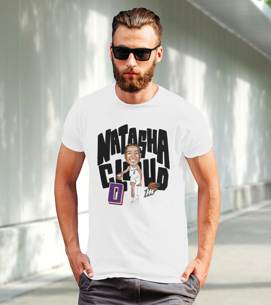 Natasha Cloud Phoenix Mercury Basketball Caricature With Orange Ball And Stylized Text T-Shirt