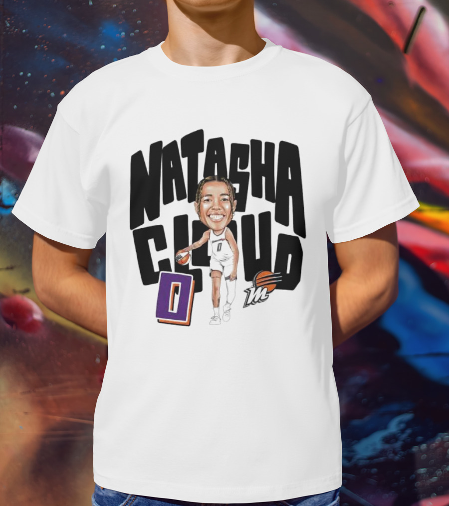Natasha Cloud Phoenix Mercury Basketball Caricature With Orange Ball And Stylized Text T-Shirt