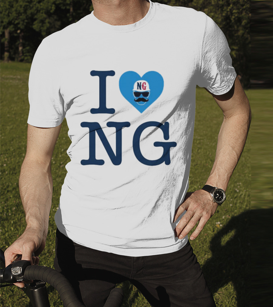 I Love NG Heart Icon With Mustache And Cap T-Shirt