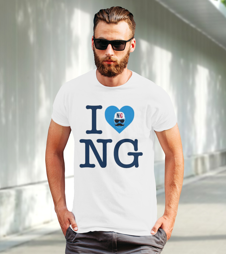 I Love NG Heart Icon With Mustache And Cap T-Shirt