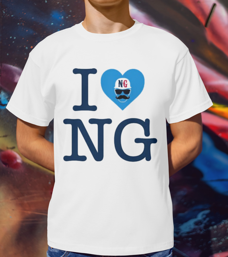 I Love NG Heart Icon With Mustache And Cap T-Shirt