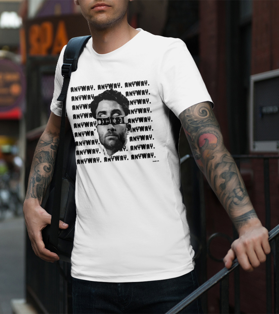 ANYWAY Black And White Portrait Repeated Text T-Shirt