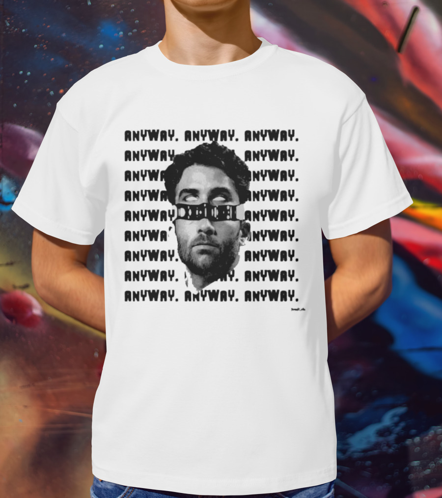 ANYWAY Black And White Portrait Repeated Text T-Shirt