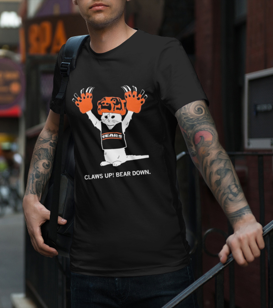 Gary Chicago Bears Cat Mascot Claws Up Bear Down T-Shirt