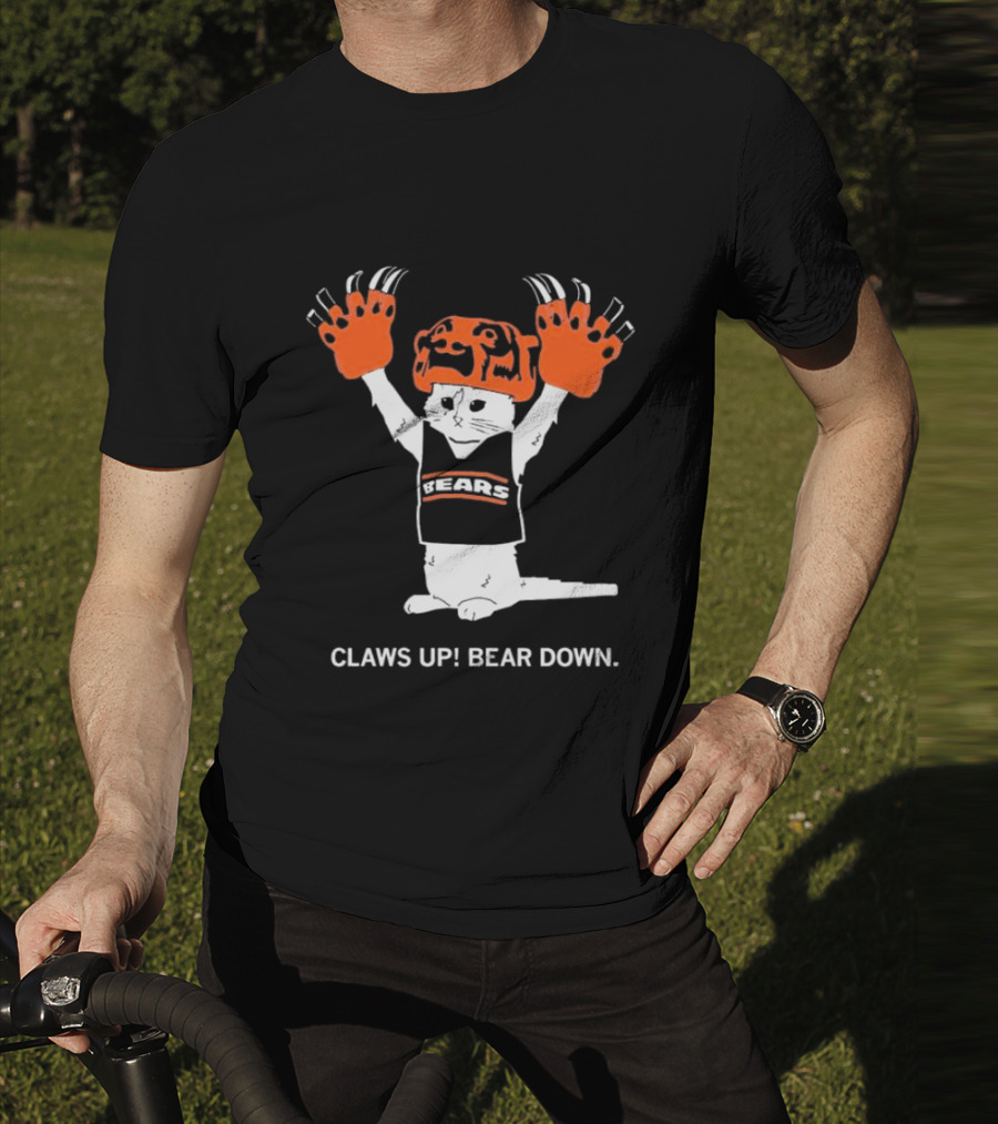 Gary Chicago Bears Cat Mascot Claws Up Bear Down T-Shirt