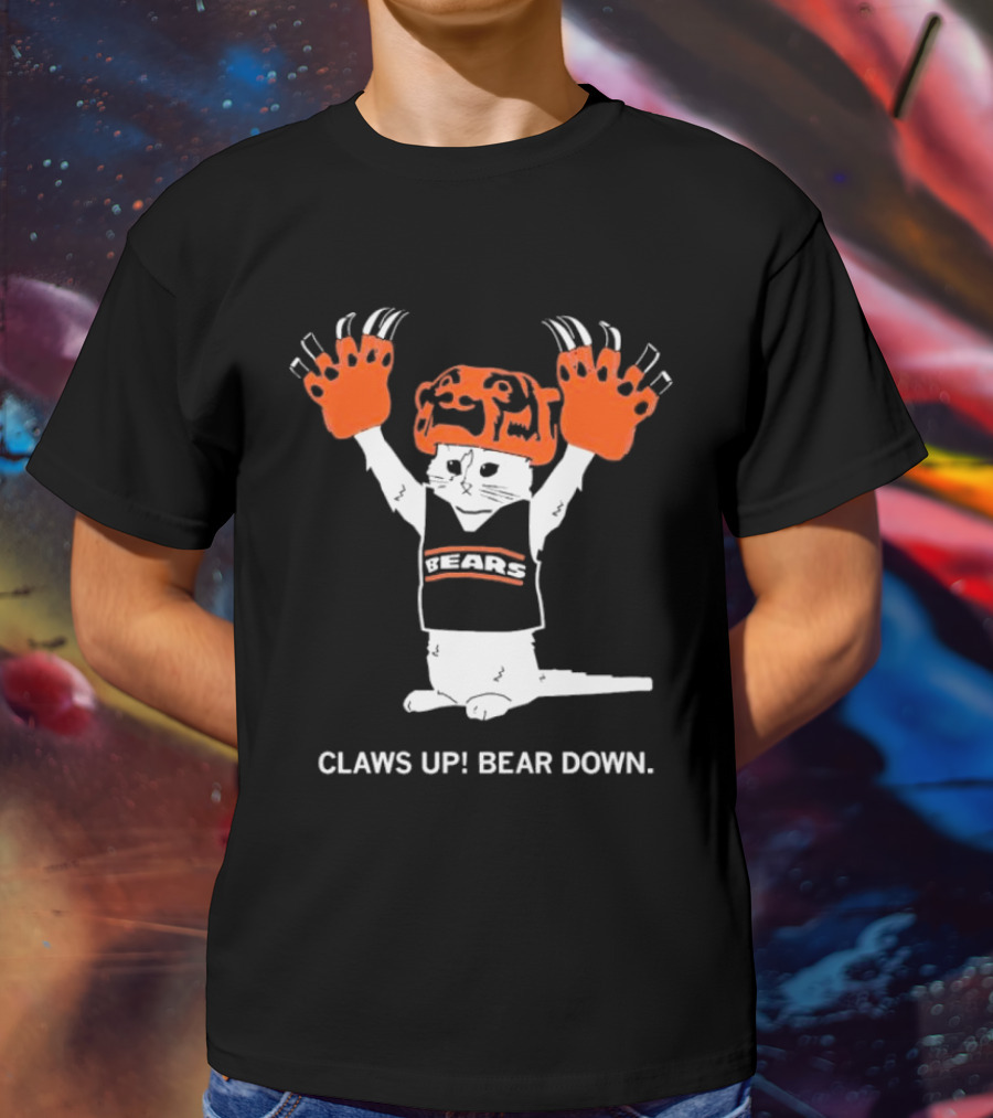 Gary Chicago Bears Cat Mascot Claws Up Bear Down T-Shirt