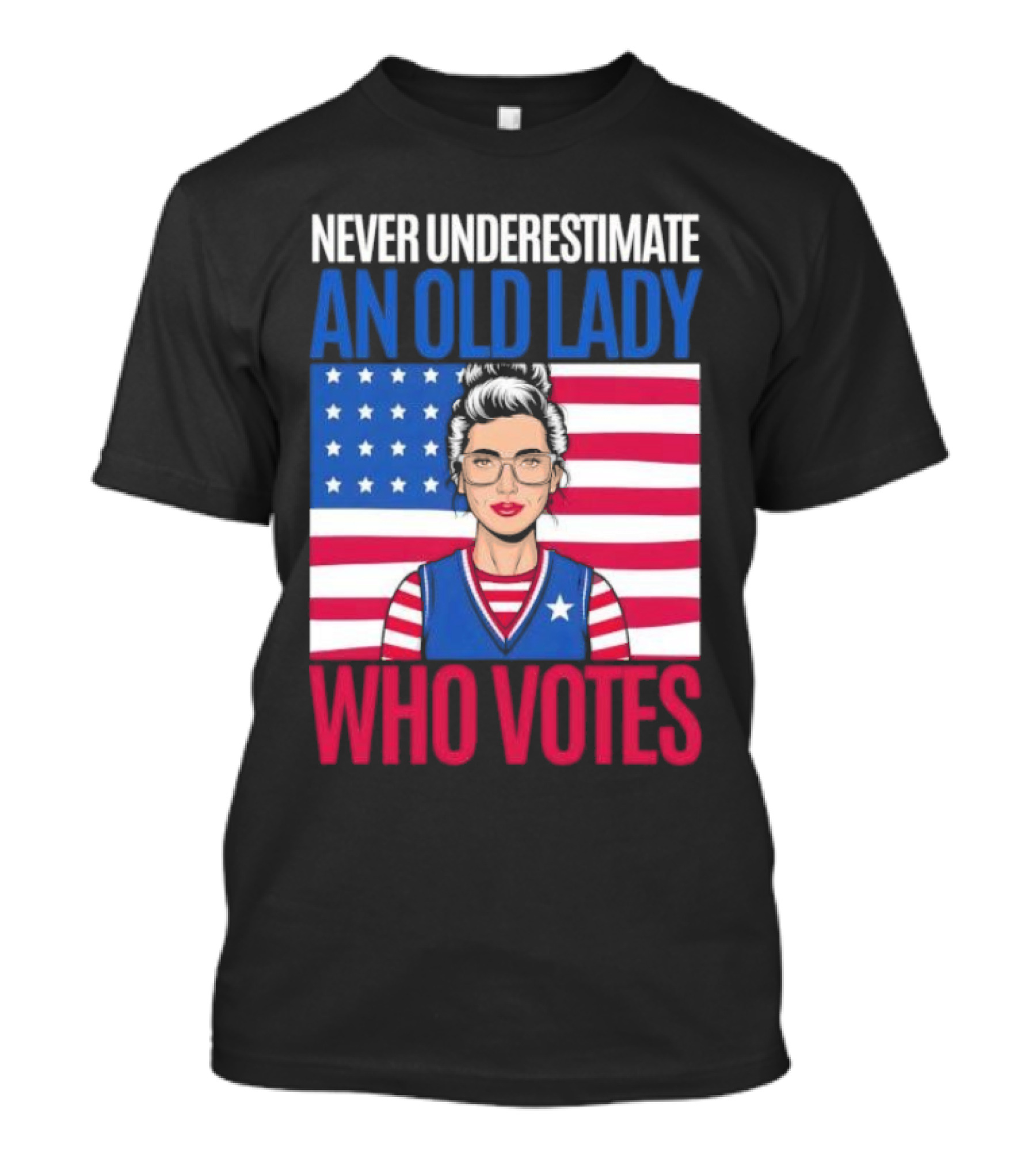 Never Underestimate An Old Lady Who Votes US Flag Iconic T-Shirt