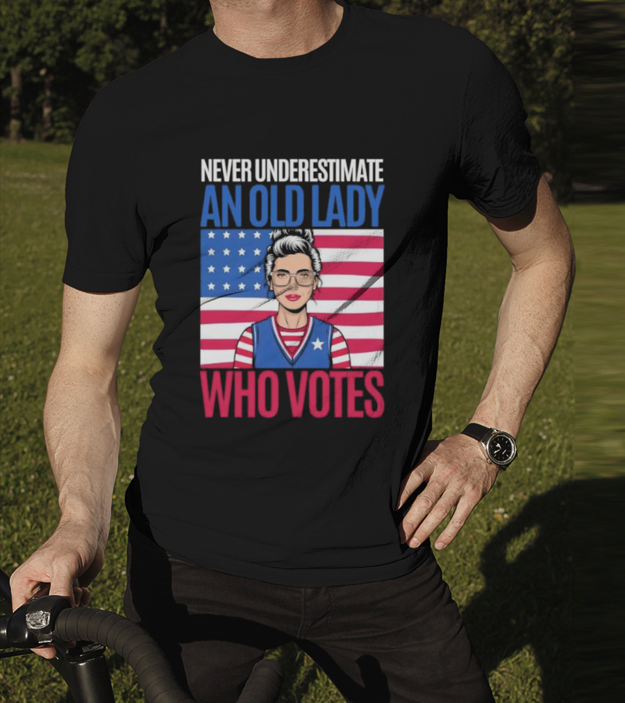 Never Underestimate An Old Lady Who Votes US Flag Iconic T-Shirt