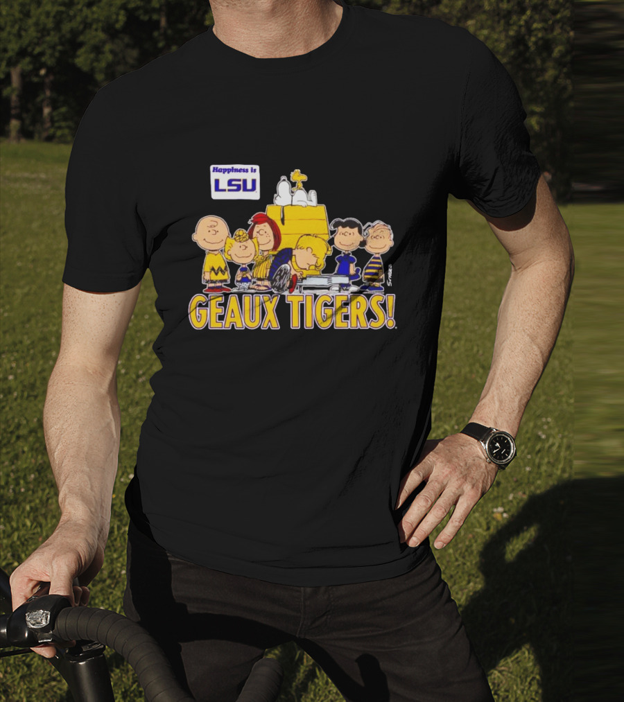 Happiness Is LSU Peanuts Characters Geaux Tigers T-Shirt