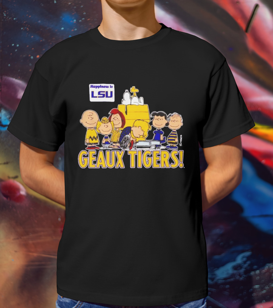 Happiness Is LSU Peanuts Characters Geaux Tigers T-Shirt