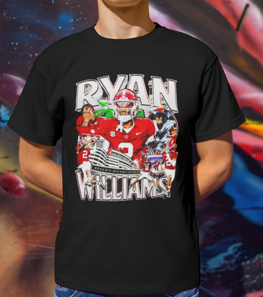 Ryan Williams Alabama Crimson Tide Bryant Denny Stadium Vintage Football Collage T-Shirt