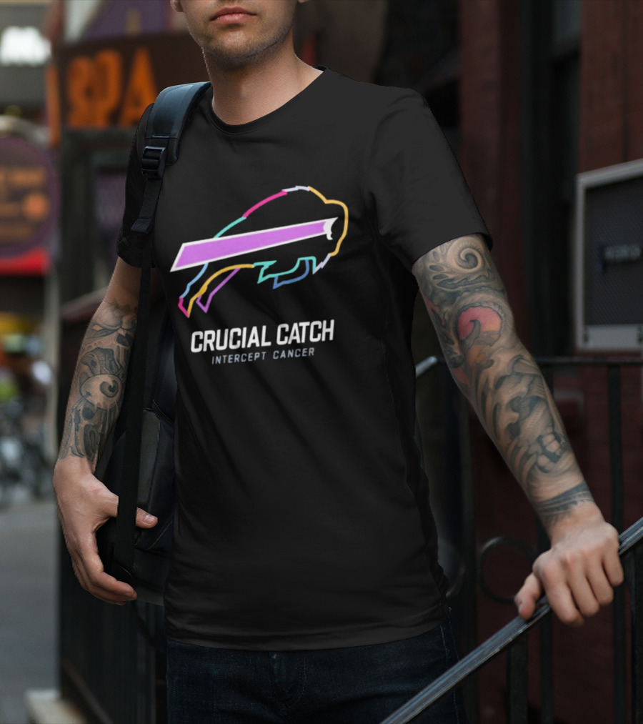 Buffalo Bills NFL Rainbow Logo Crucial Catch Intercept Cancer Initiative T-Shirt