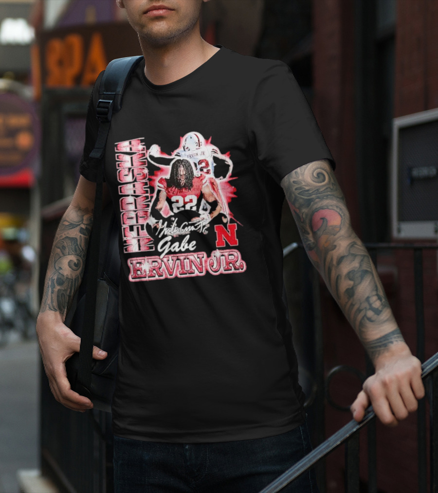 Nebraska Cornhuskers Gabe Ervin Jr. Signature Retro Football 22 T-Shirt