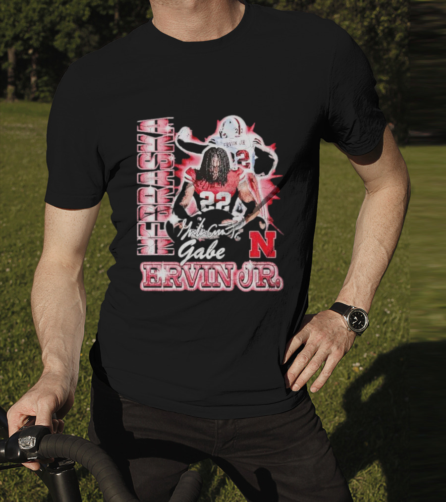 Nebraska Cornhuskers Gabe Ervin Jr. Signature Retro Football 22 T-Shirt