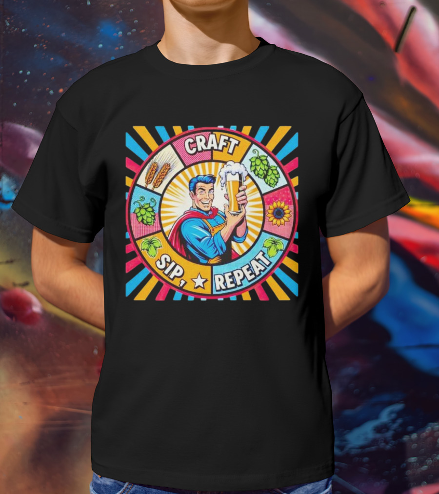 Craft Sip Repeat Milwaukee Brewers Superhero Beer Cheers T-Shirt