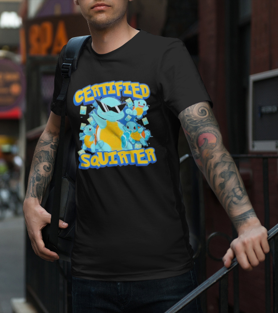 CERTIFIED SQUIRTER POKEMON SQUIRTLE PARTY WITH SUNGLASSES AND CARDS T-Shirt