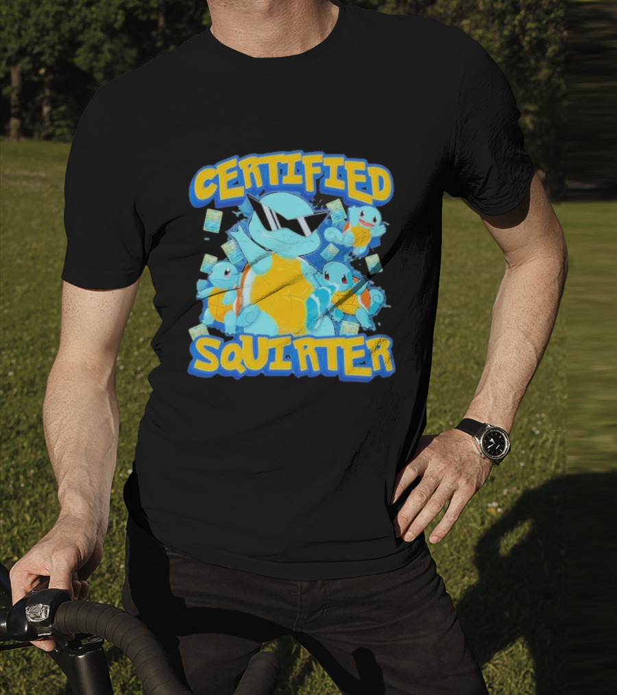 CERTIFIED SQUIRTER POKEMON SQUIRTLE PARTY WITH SUNGLASSES AND CARDS T-Shirt