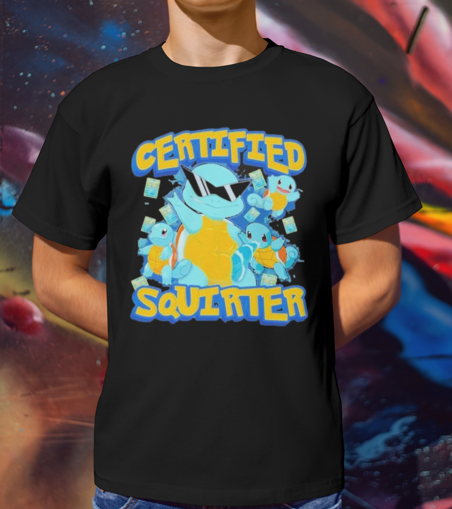 CERTIFIED SQUIRTER POKEMON SQUIRTLE PARTY WITH SUNGLASSES AND CARDS T-Shirt