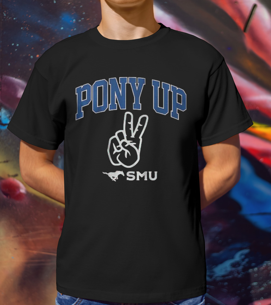 PONY UP SMU Peace Sign Mustang T-Shirt