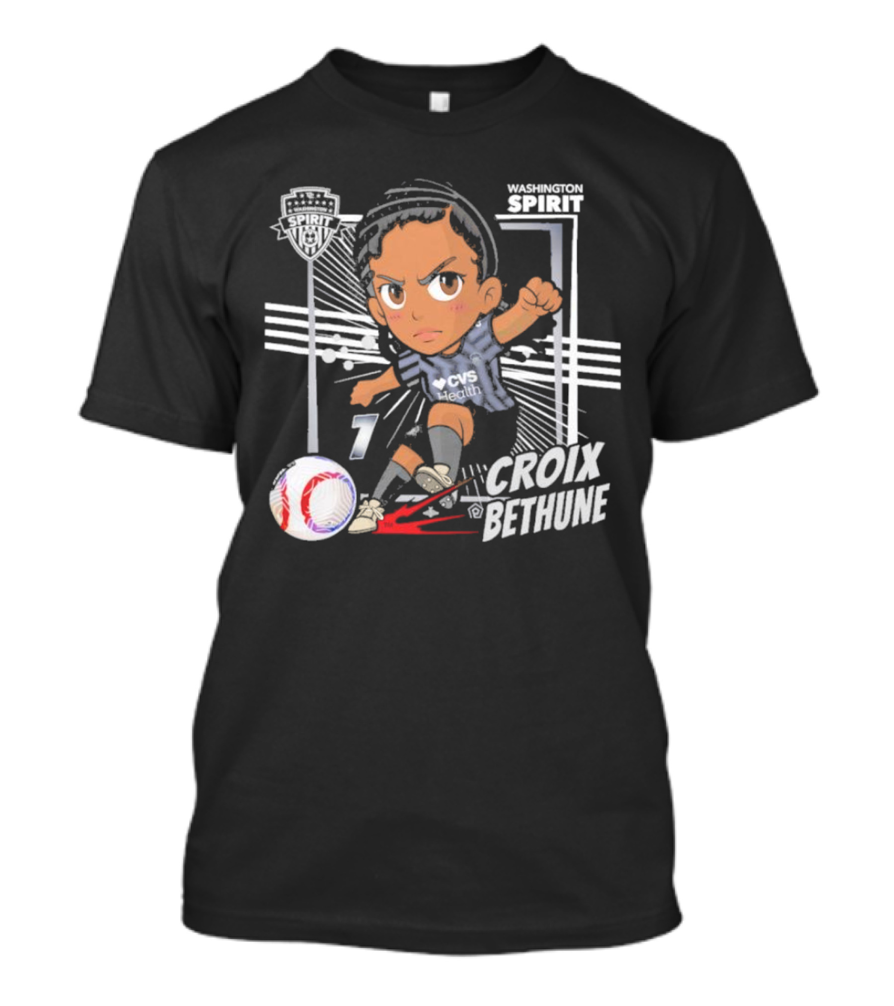 Washington Spirit Croix Bethune Chibi Soccer Player CVS Health T-Shirt