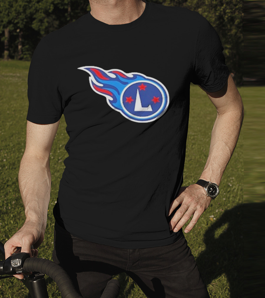 Funny Ahh Tees Tennessee Titans Fire L логотип T-Shirt