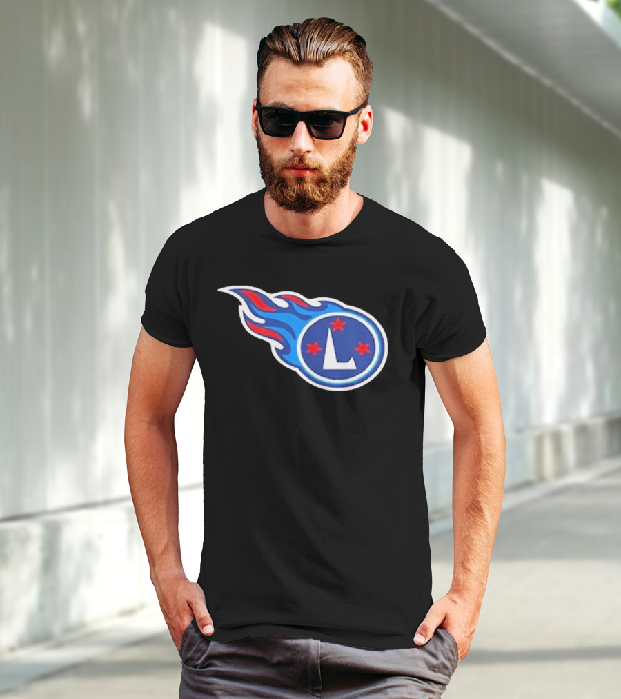Funny Ahh Tees Tennessee Titans Fire L логотип T-Shirt