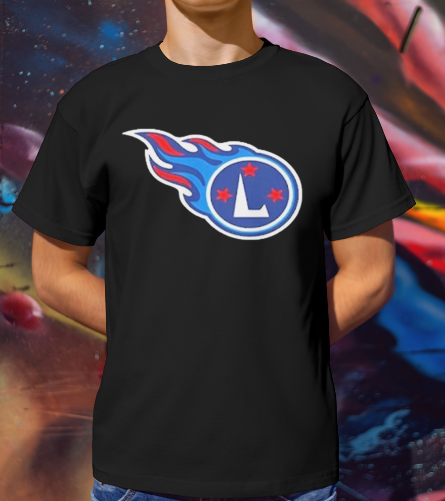 Funny Ahh Tees Tennessee Titans Fire L логотип T-Shirt