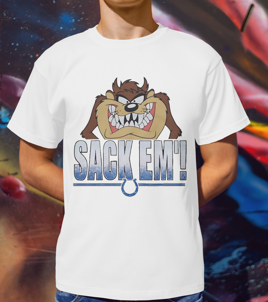 Looney Tunes Taz Sack Em Indianapolis Colts Football Fan Gear T-Shirt