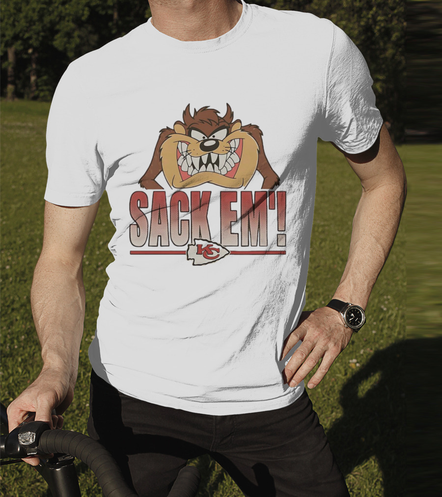 Looney Tunes Taz Kansas City Chiefs Sack 'Em KC T-Shirt