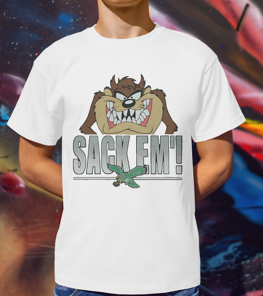 Looney Tunes Taz Sack Em Philadelphia Eagles T-Shirt