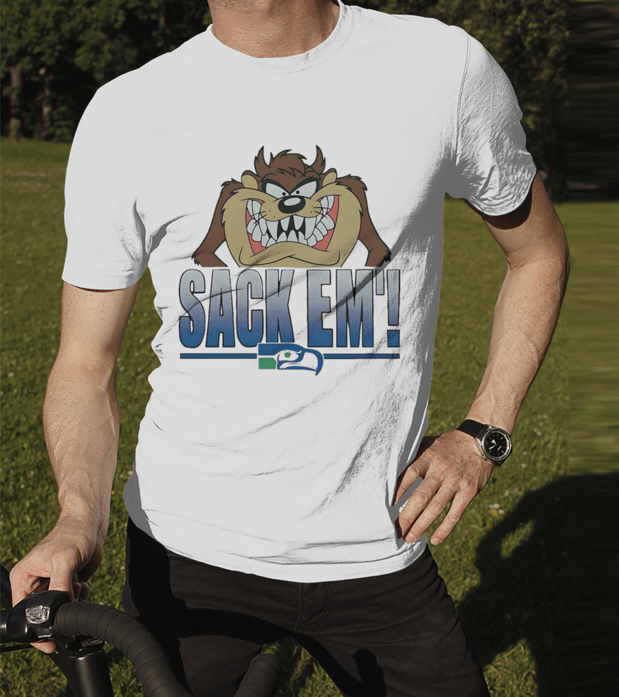 Looney Tunes Taz Sack Em Seattle Seahawks T-Shirt