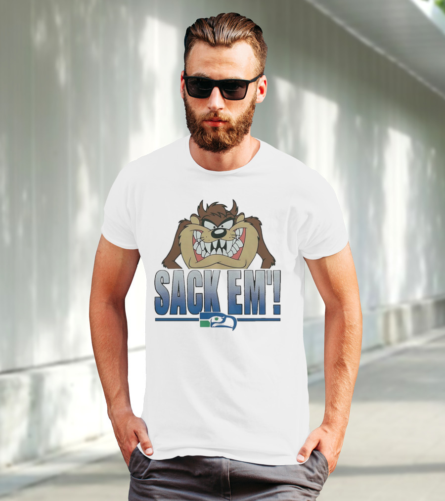 Looney Tunes Taz Sack Em Seattle Seahawks T-Shirt