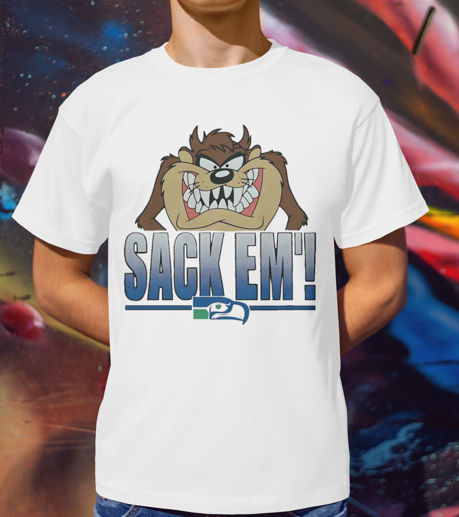Looney Tunes Taz Sack Em Seattle Seahawks T-Shirt