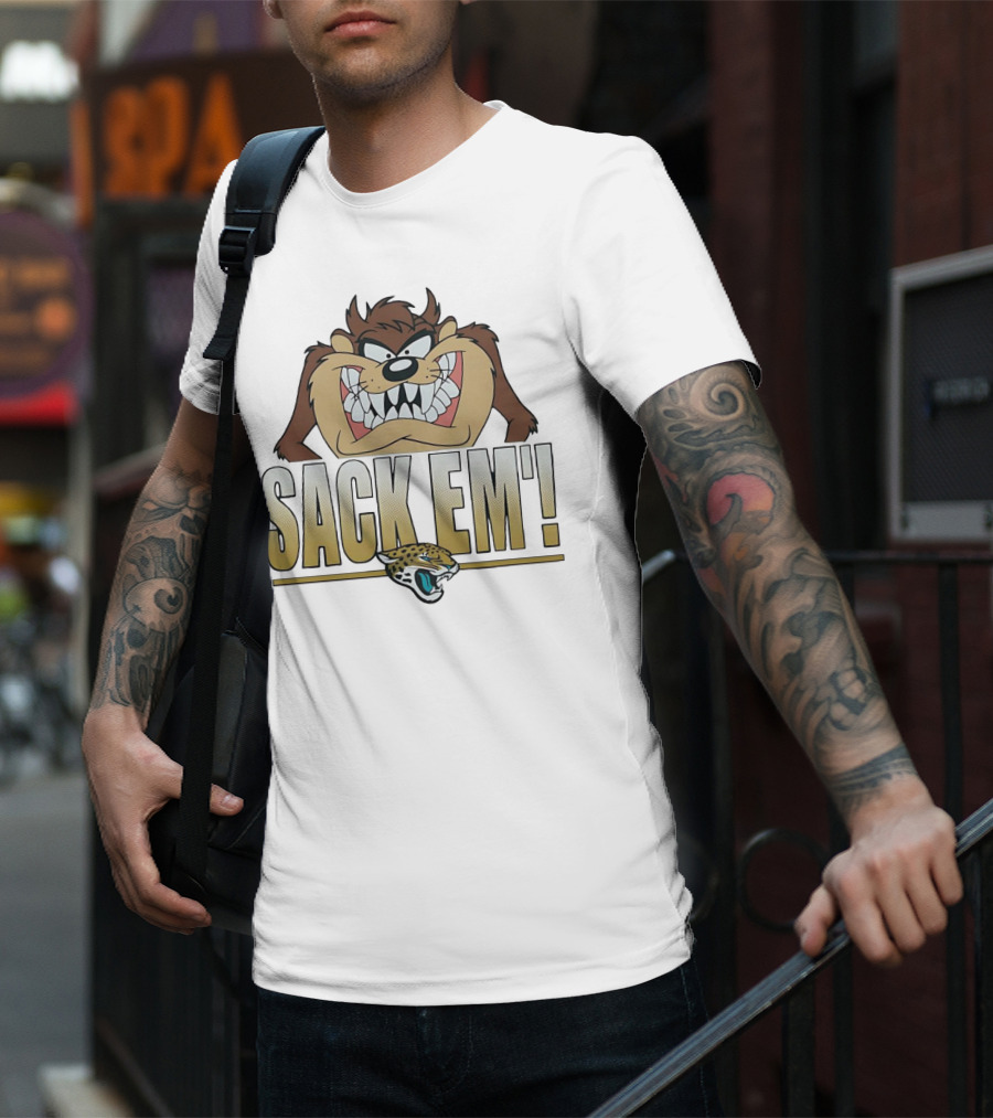 Looney Tunes Taz Sack Em Jacksonville Jaguars T-Shirt
