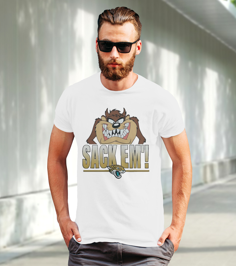 Looney Tunes Taz Sack Em Jacksonville Jaguars T-Shirt