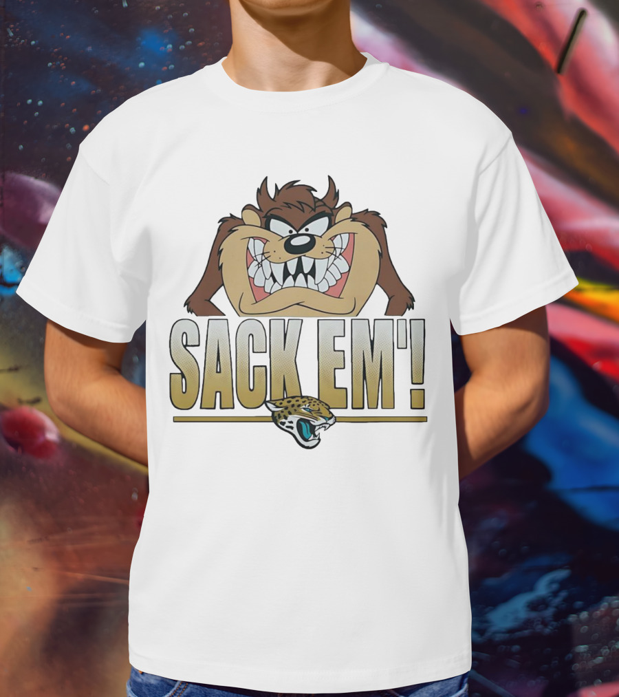 Looney Tunes Taz Sack Em Jacksonville Jaguars T-Shirt